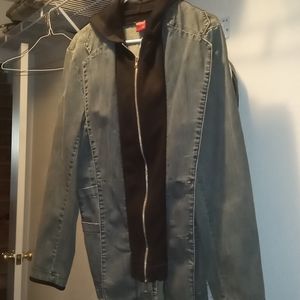 Buffalo David Bitton size L men's hoodie denim blazer black/blue